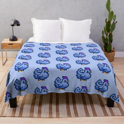 Stardew Valley Pixel Blue Chicken Throw Blanket Official Stardew Valley Merch