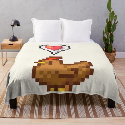 Stardew Valley Happy Brown Chicken Throw Blanket Official Stardew Valley Merch