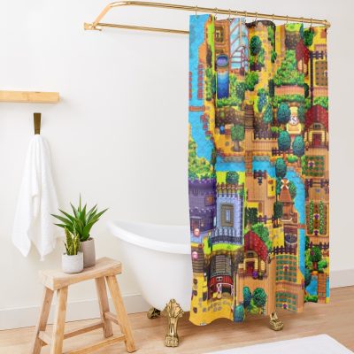 Stardew Valley Map Shower Curtain Official Stardew Valley Merch