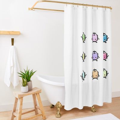 Stardew Valley Pastel Junimos - Stardew Valley, Stardew Valley Pastel Junimos, Shower Curtain Official Stardew Valley Merch